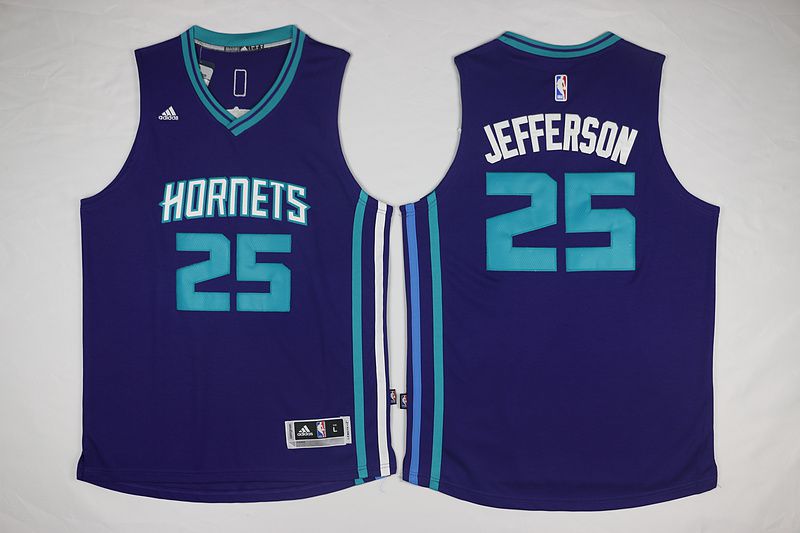 Men Charlotte Hornets #25 Jefferson Purple Throwback Stitched NBA Jersey